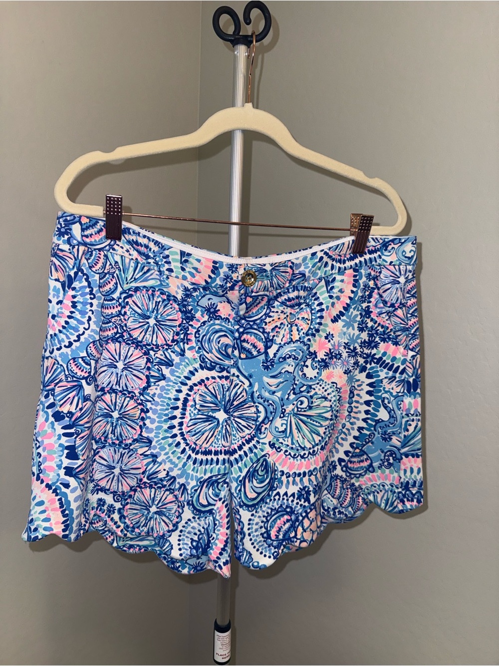 Lilly Pulitzer Blue & Pink Paisley Scalloped Shorts